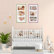 Brown child room with frame mockup, 3D rendering