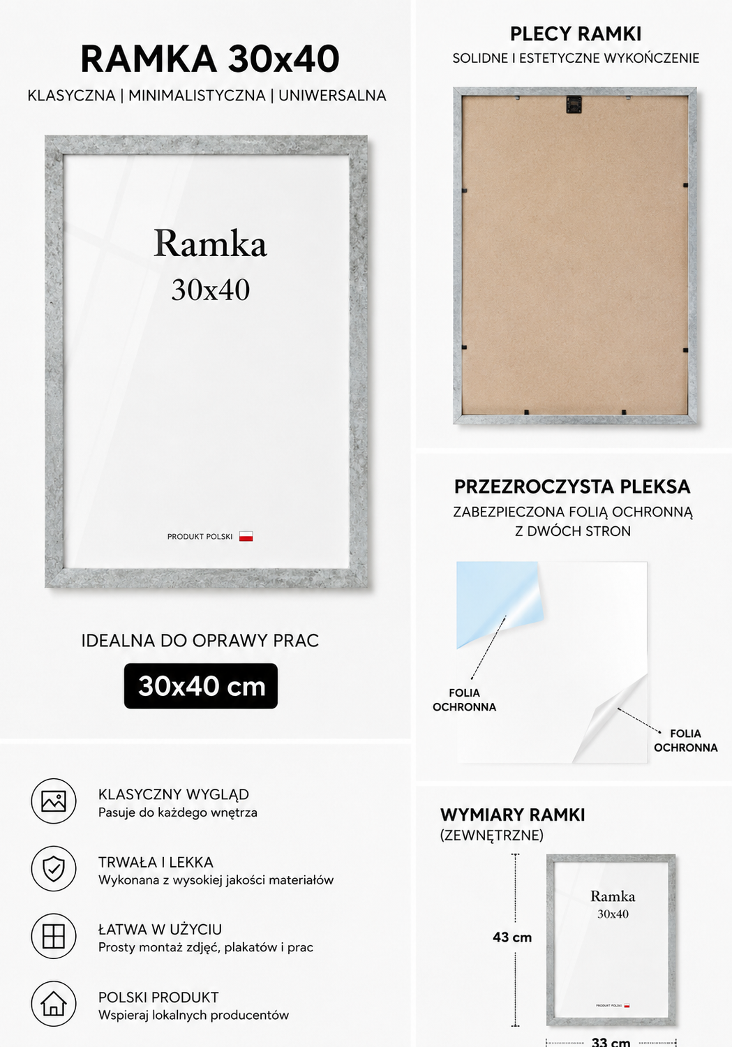 Ramka DAISY 30x40 POPIELATA Ramka DAISY 30x40 POPIELATA