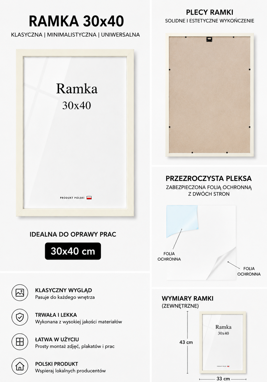 Ramka DAISY 30x40 KREMOWA Ramka DAISY 30x40 KREMOWA