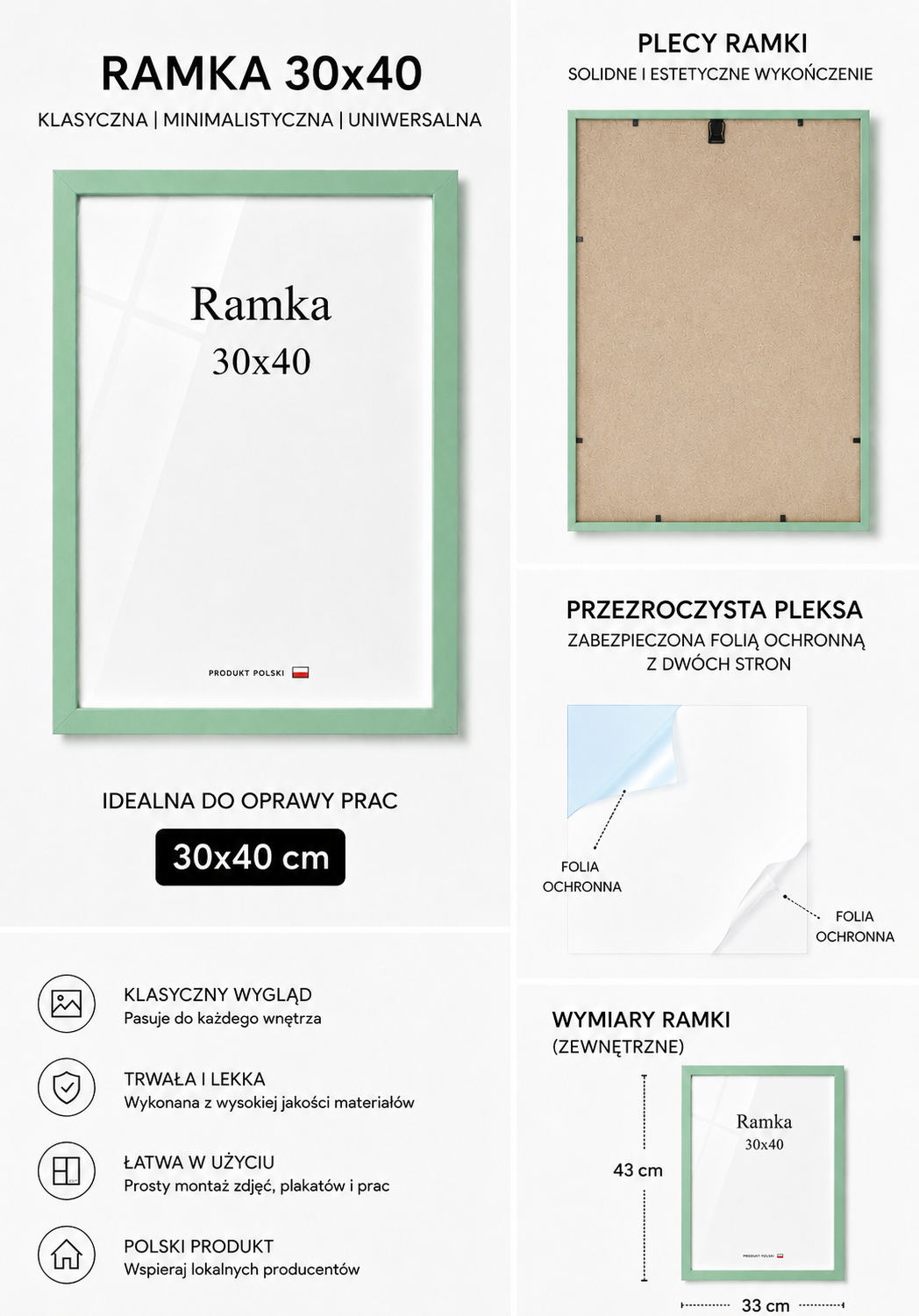 Ramka DAISY 30x40 MIĘTOWA Ramka DAISY 30x40 MIĘTOWA