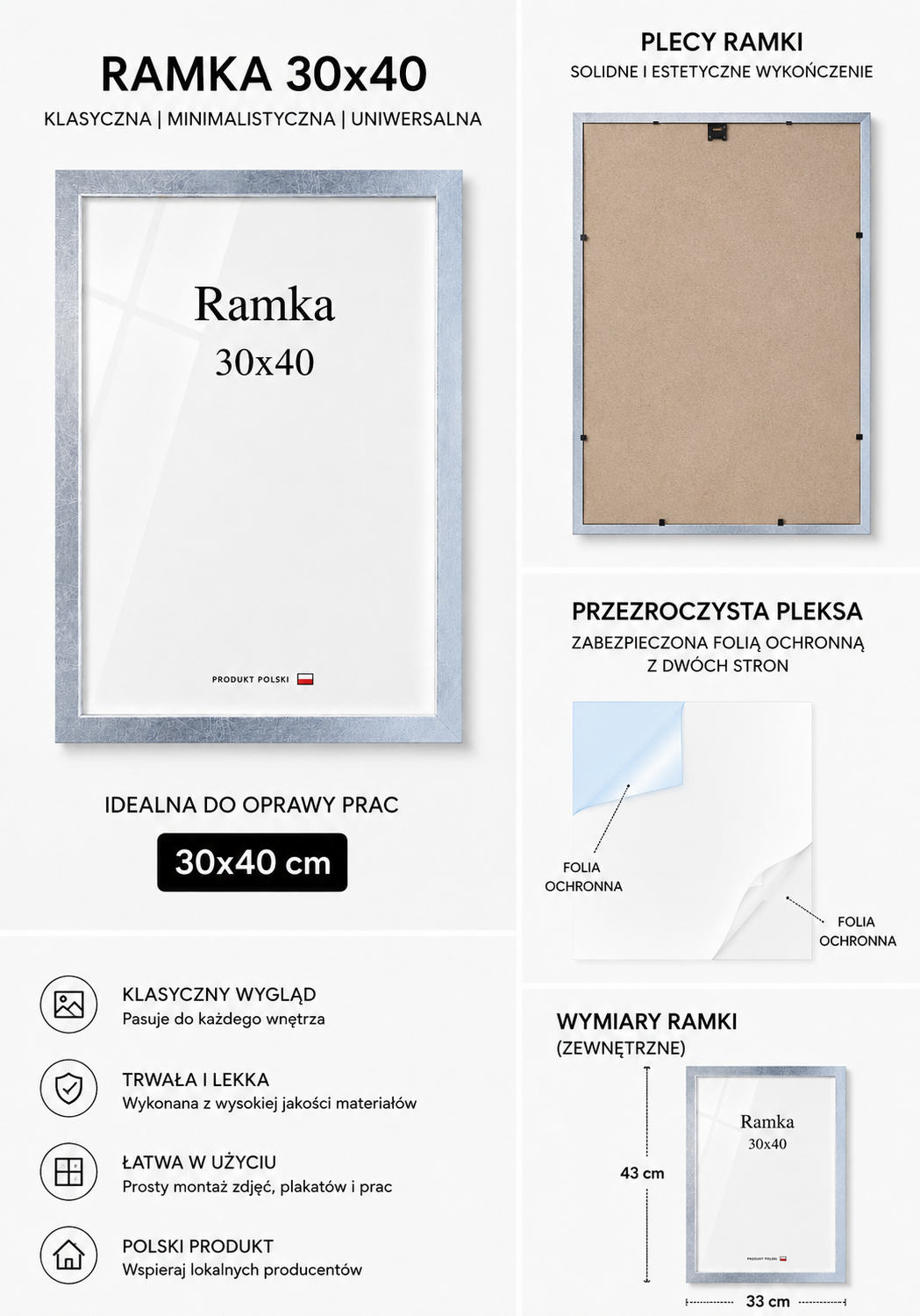 Ramka DAISY 30x40 SREBRNA Ramka DAISY 30x40 SREBRNA