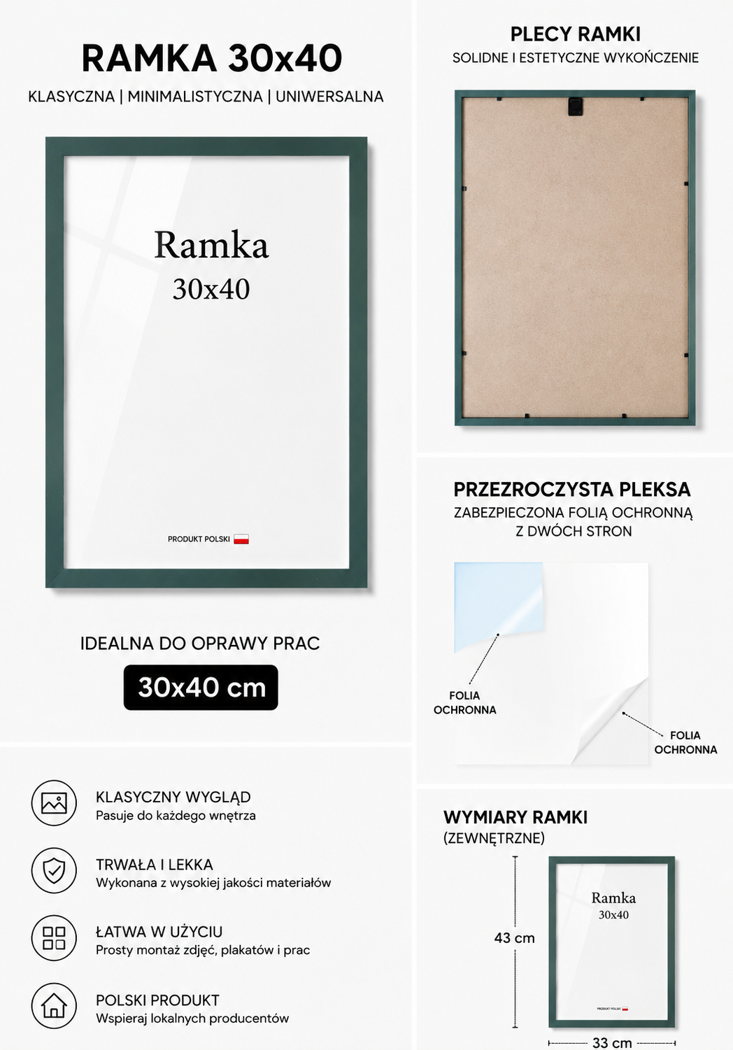 Ramka DAISY 30x40 ZIELONA Ramka DAISY 30x40 ZIELONA