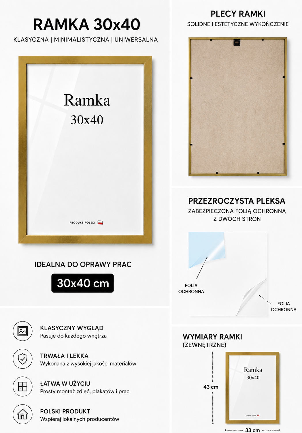 Ramka DAISY 30x40 ZŁOTA Ramka DAISY 30x40 ZŁOTA