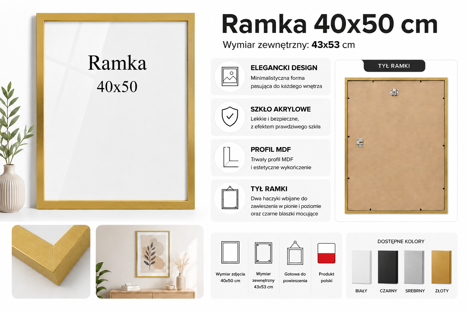 Ramka DAISY 40x50 ZŁOTA Ramka DAISY 40x50 ZŁOTA