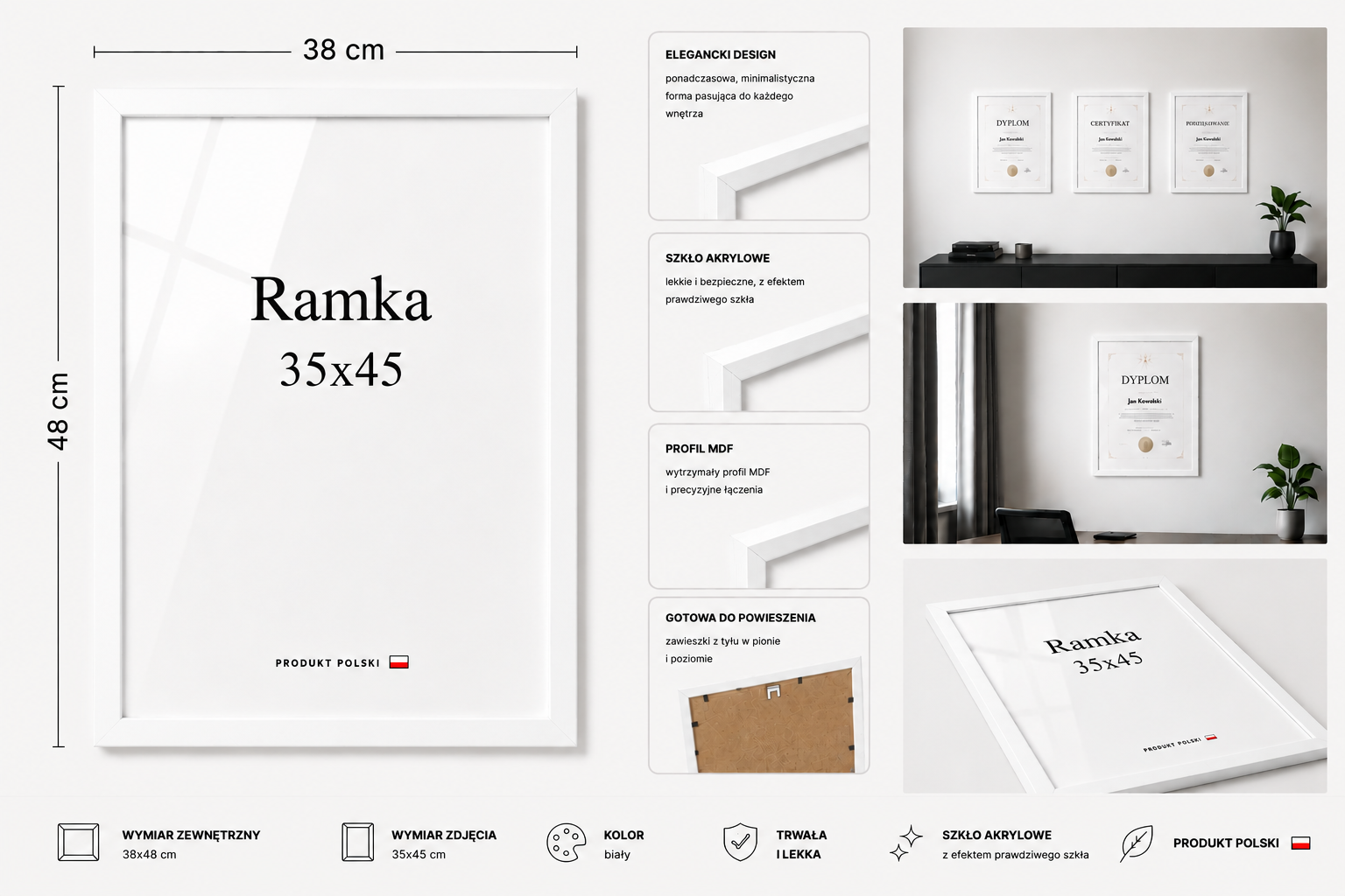 Ramka DAISY 35x45 BIAŁA Ramka DAISY 35x45 BIAŁA