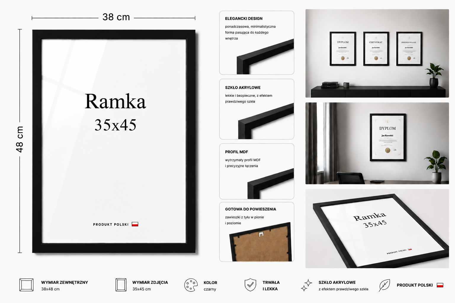 Ramka DAISY 35x45 CZARNA Ramka DAISY 35x45 CZARNA