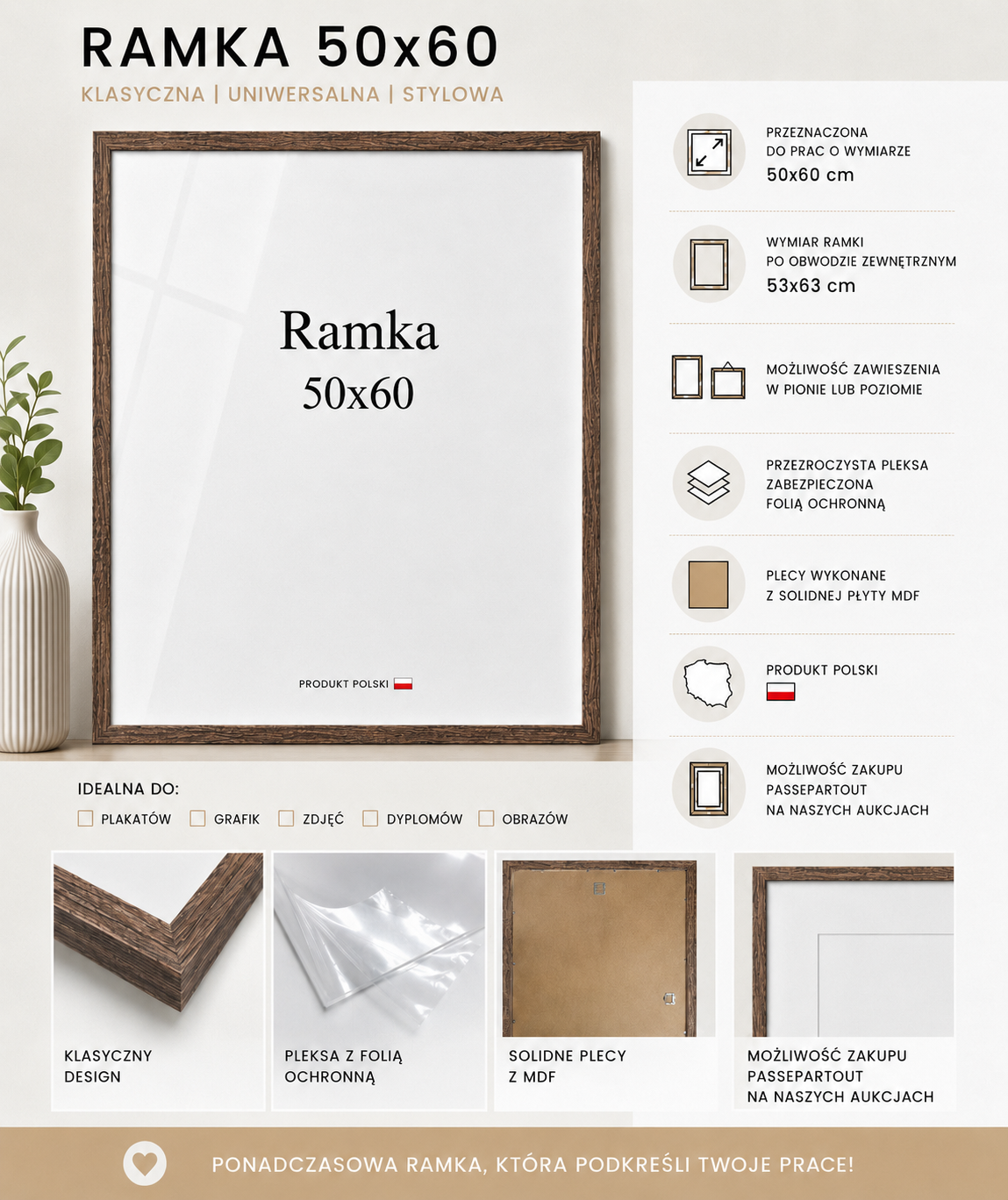 Ramka DAISY 50x60 BRĄZ Ramka DAISY 50x60 BRĄZ