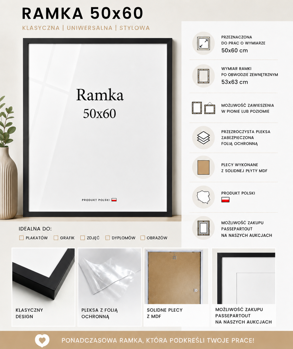 Ramka DAISY 50x60 CZARNA Ramka DAISY 50x60 CZARNA