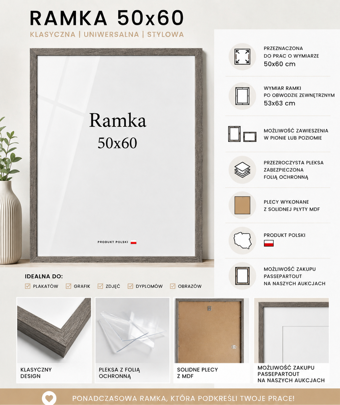 Ramka DAISY 50x60 SZARO-BRĄZOWA Ramka DAISY 50x60 SZARO-BRĄZOWA