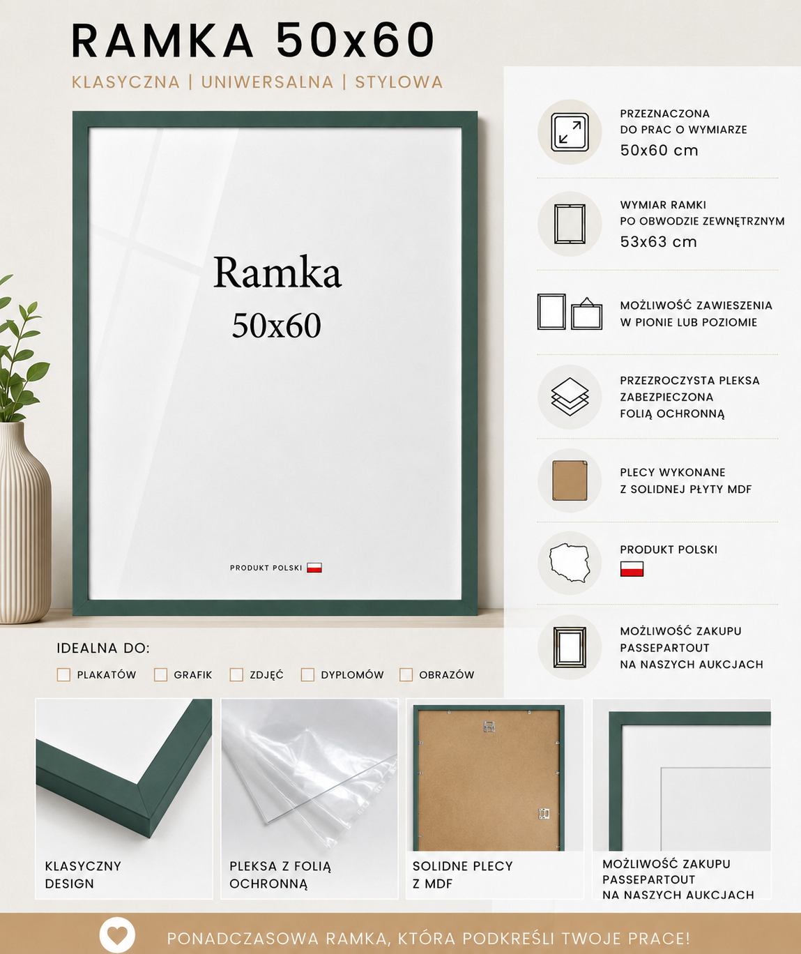 Ramka DAISY 50x60 ZIELONA Ramka DAISY 50x60 ZIELONA