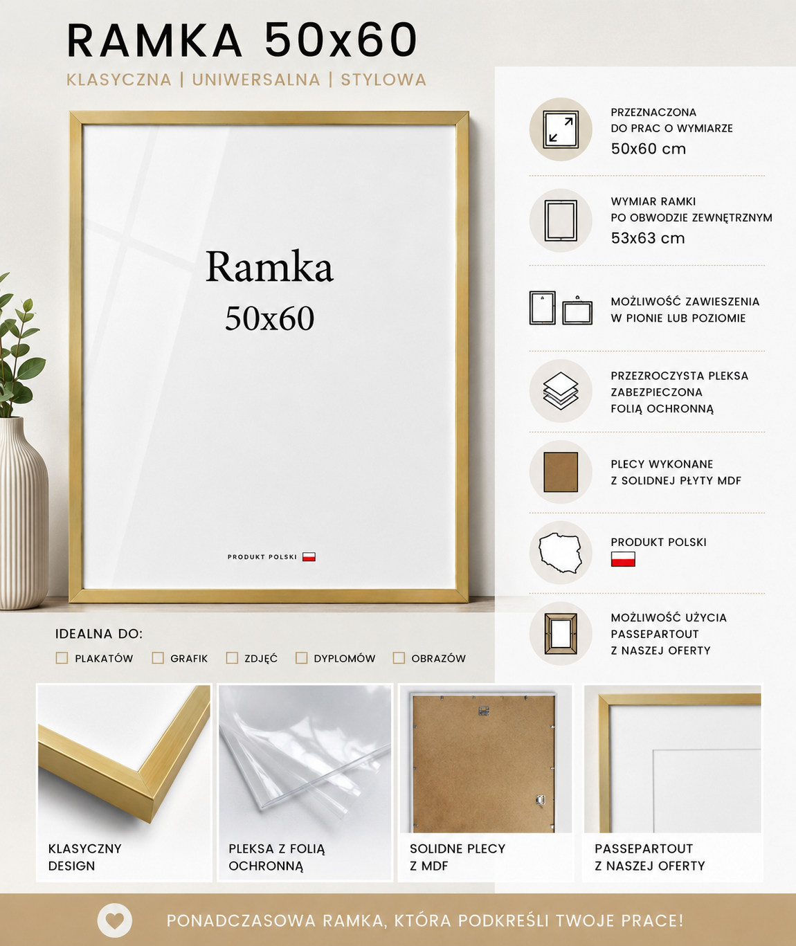 Ramka DAISY 50x60 ZŁOTA Ramka DAISY 50x60 ZŁOTA